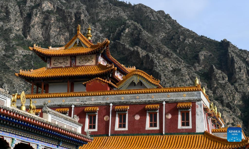 Photo taken on July 11, 2022 shows the Guangzong Temple in Araxan Left Banner, north China's Inner Mongolia Autonomous Region. (Xinhua/Bei He)