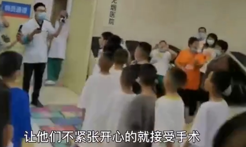 A group of young boys from Southwest China's Sichuan Province sang the song to encourage each other while they were about to get circumcised.Screenshot of D Video