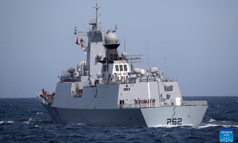 Photo taken on July 13, 2022 shows a maritime drill held by navies of China and Pakistan. Navies of China and Pakistan concluded a four-day joint maritime exercise codenamed Sea Guardians-2 on Wednesday.(Photo: Xinhua)