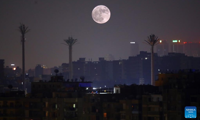 A supermoon is seen over Cairo, Egypt, July 13, 2022.(Photo: Xinhua)