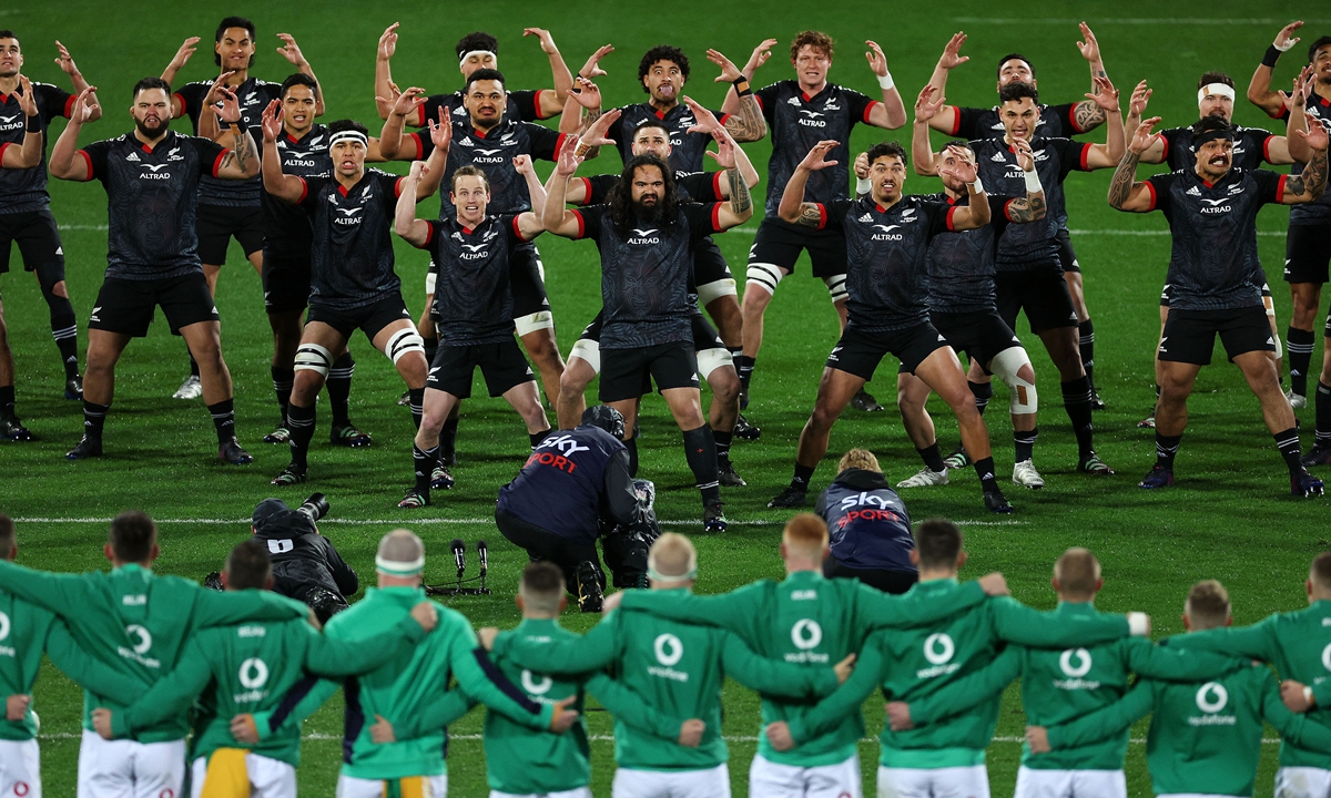 New Zealand Maori perform a Haka at Sky Stadium in Wellington, New Zealand on July 12, 2022. Photo: AFP 