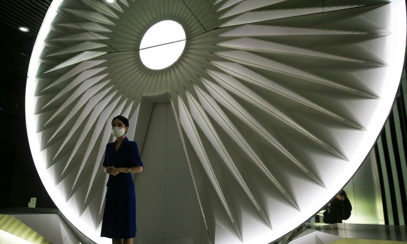 A guide explains a flight shuttle at T.um exhibition hall in Seoul, South Korea, July 19, 2022.(Photo: Xinhua)