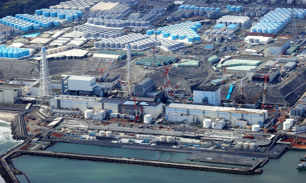 A file photo shows containers of nuclear-contaminated water at the Fukushima nuclear plant in Japan on October 16, 2020. Japan's nuclear regulator on July 22, 2022 approved the dumping of the water into the sea, despite international concerns and protests. Photo: VCG