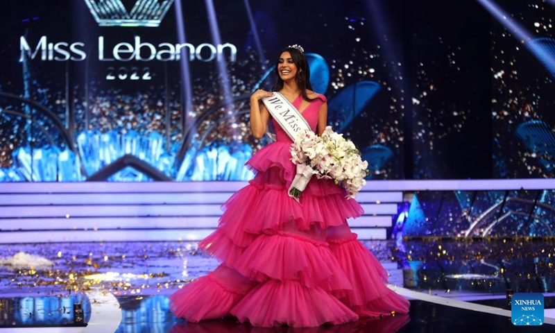Yasmina Zaytoun wins Miss Lebanon 2022 beauty pageant held at Forum De Beyrouth, Beirut, Lebanon, July 24, 2022. (Xinhua/Bilal Jawich)