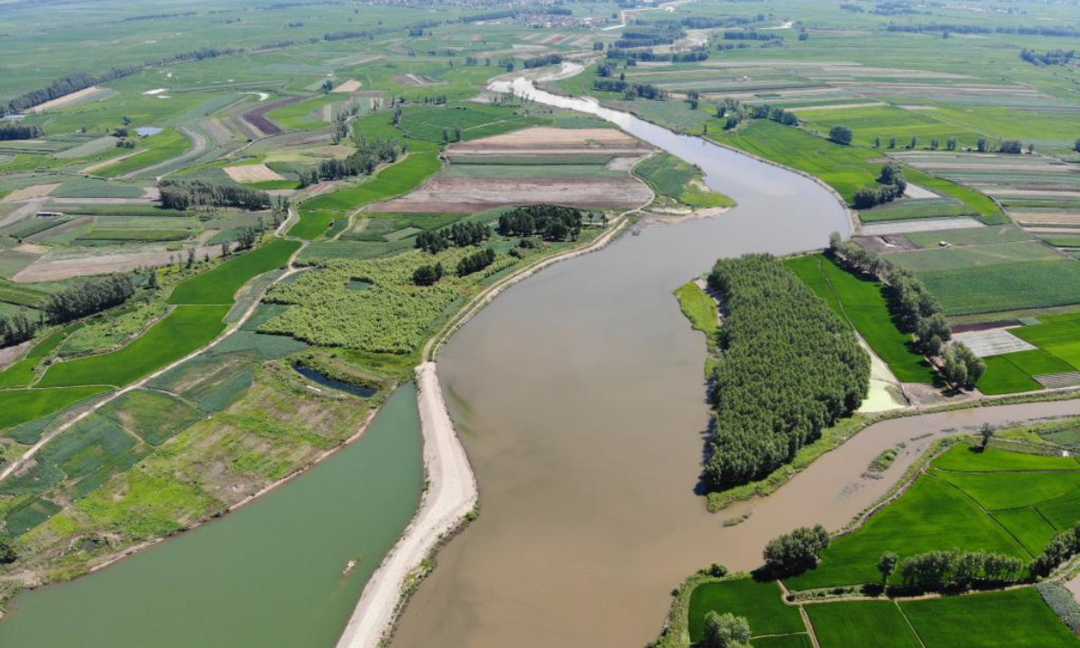 Aerial photo taken on July 21, 2022 shows the Hulan River in Tieli City, northeast China's Heilongjiang Province. In recent years, Tieli City has worked on water pollution control and water project construction, providing local residents with improved living environment. Photo:Xinhua