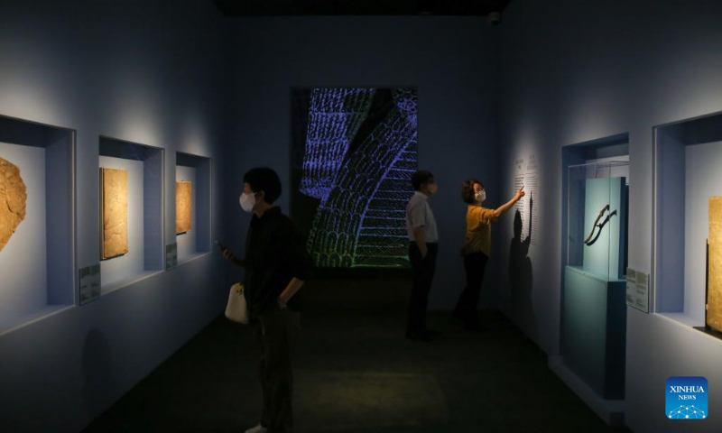 Visitors view exhibits at the Mesopotamian Gallery of the National Museum of Korea in Seoul, South Korea, July 21, 2022. (Xinhua/Wang Yiliang)