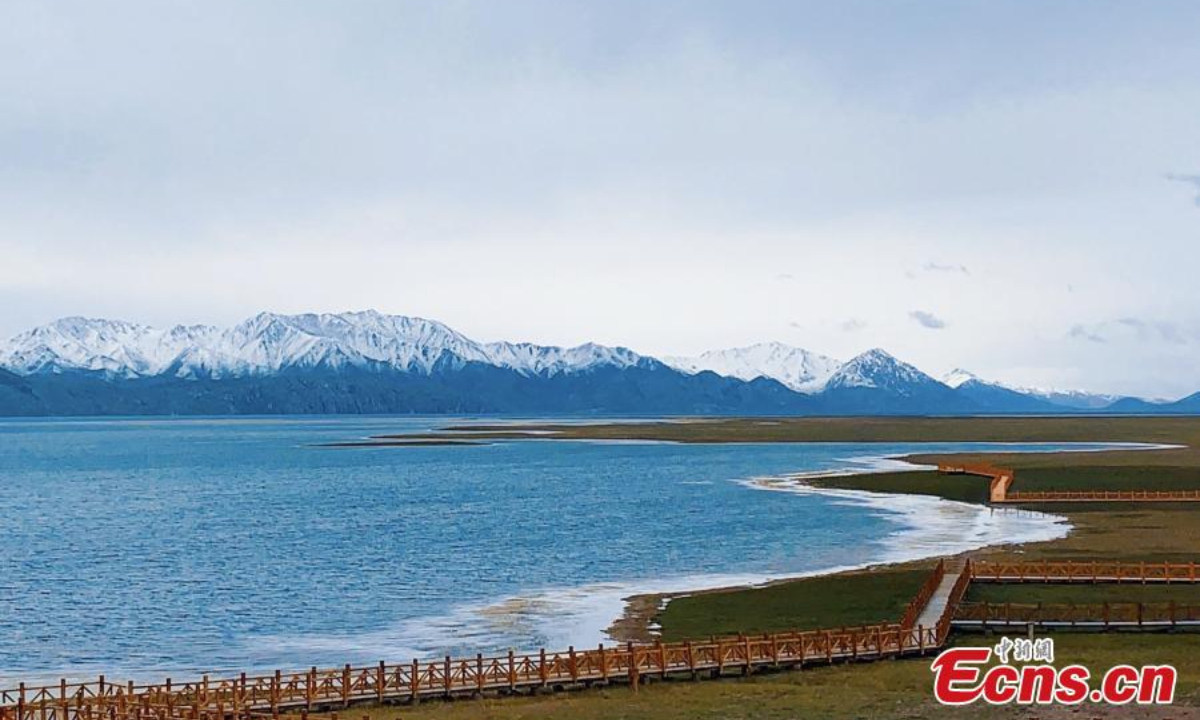 Summer scenery of Dongge Cuona Lake as pure as a sapphire in Maduo county, Golog Tibetan Autonomous Prefecture, northwest China's Qinghai Province. Photo:China News Service