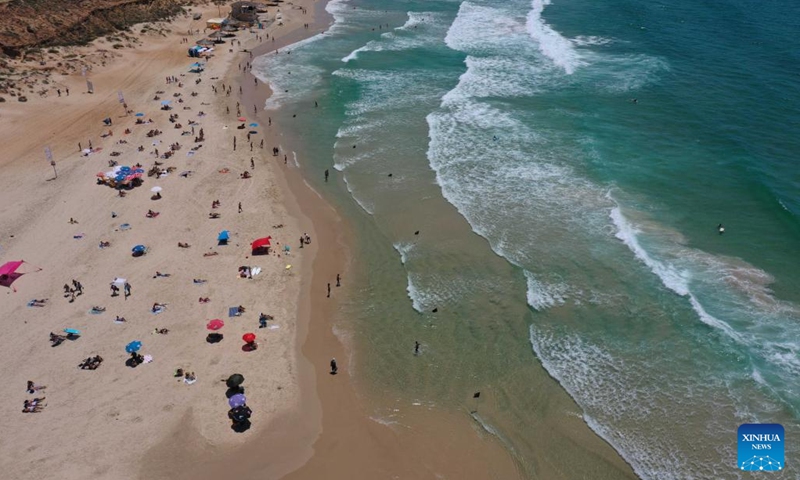 Aerial photo taken on July 20, 2022 shows the shore of Mediterranean Sea at Israeli city of Herzliya near Tel Aviv, Israel.(Photo: Xinhua)