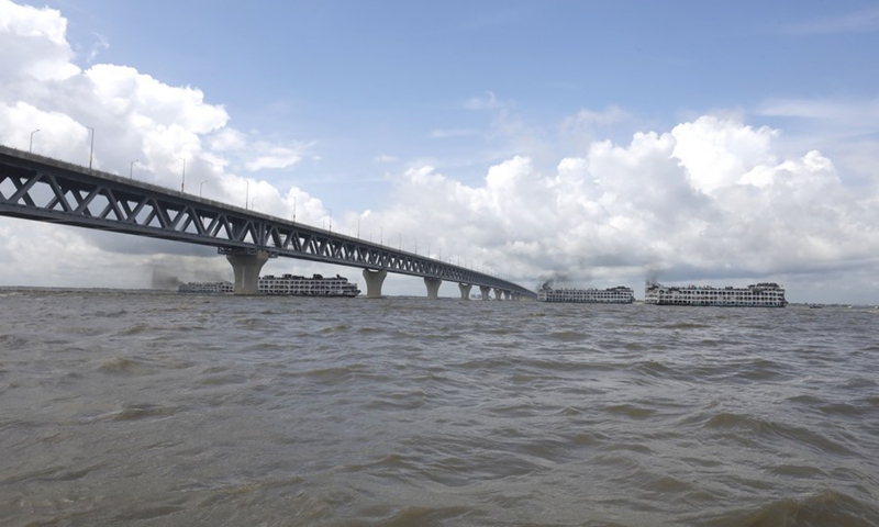 Photo shows Bangladesh's largest Padma Bridge, built by a Chinese firm, in Munshiganj, Bangladesh, June 25, 2022.(Photo: Xinhua)