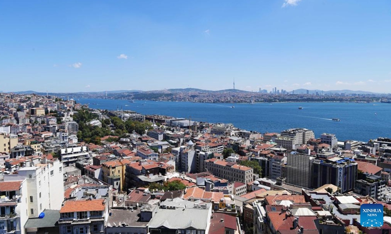 Photo taken on July 26, 2022 shows the scenery of the Bosporus Strait in Istanbul, Türkiye. (Xinhua/Shadati)