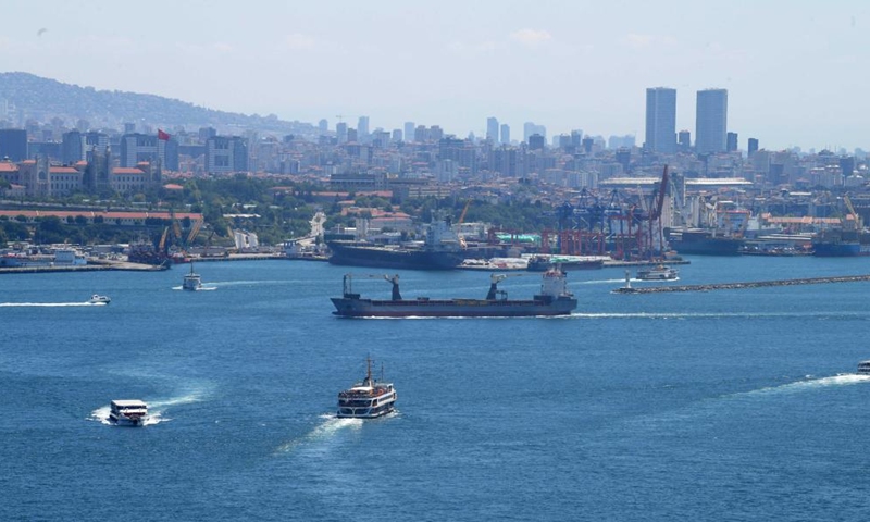 Photo taken on July 26, 2022 shows the scenery of the Bosporus Strait in Istanbul, Türkiye. (Xinhua/Shadati)
