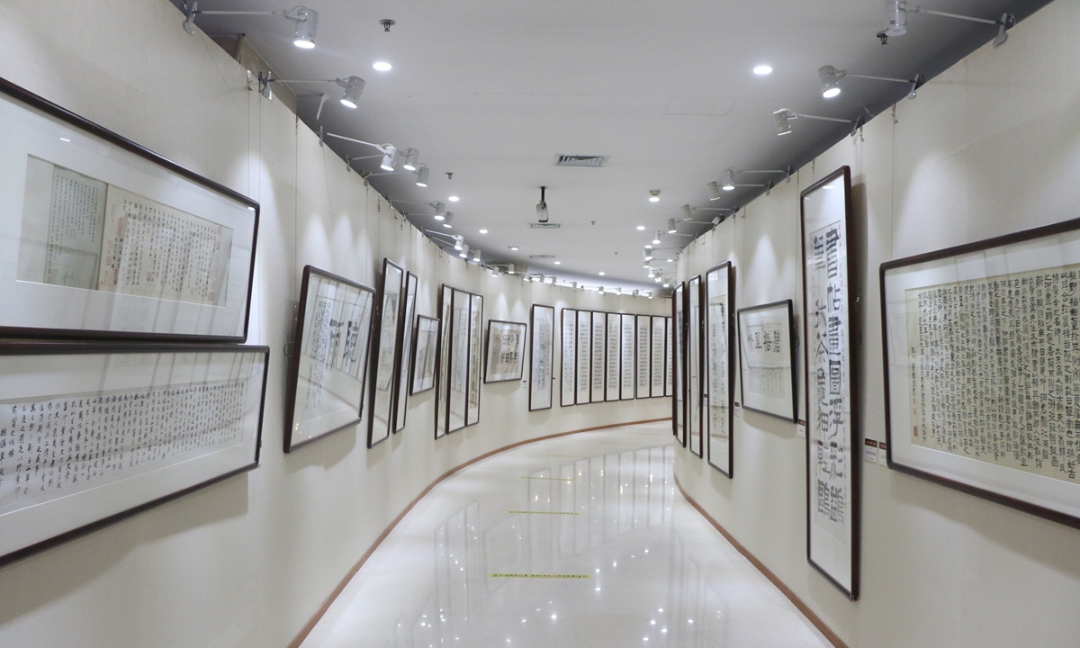 An art exhibition combining the Chinese traditional operas, calligraphy, and paintings has just unveiled on July 26, 2022, in Kunshan, East China's Jiangsu Province. Photo: Courtesy of Jin Tao