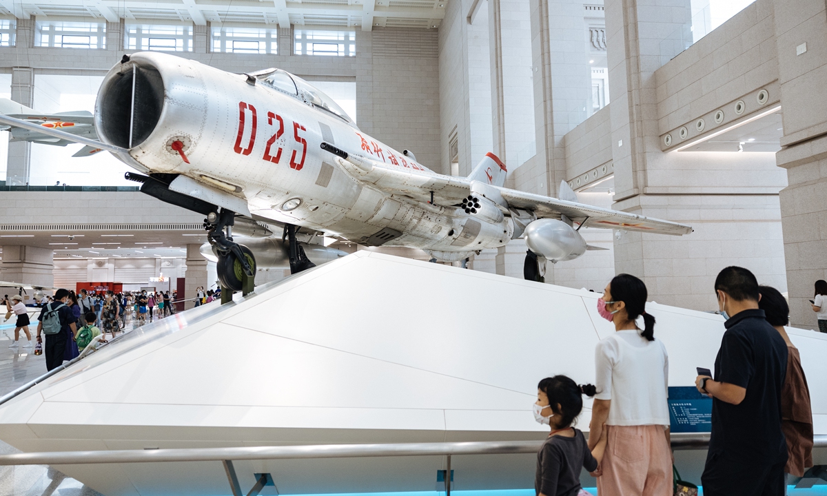 Children and their parents take advantage of the summer holiday and visit the Military Museum of the Chinese People's Revolution in Beijing as the museum reopens to the public on August 9, 2022. Photo: Li Hao/GT