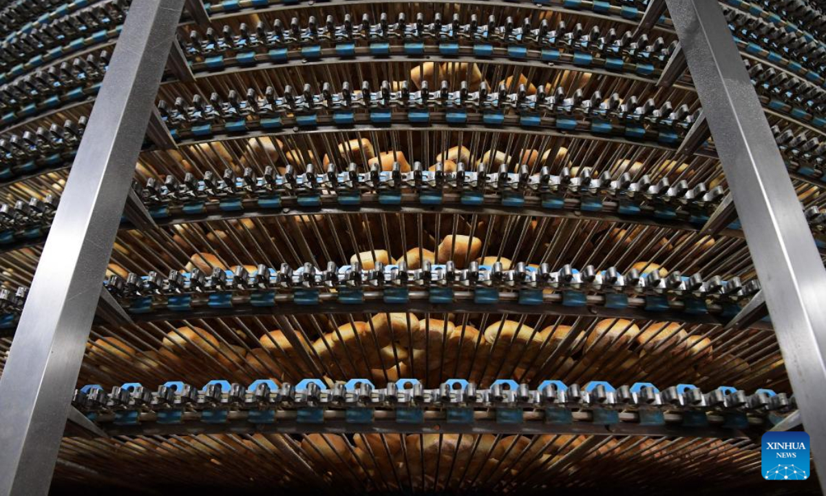 Photo taken on July 19, 2022 shows the production process of bread at a bread factory in Istanbul, Türkiye. Photo:Xinhua