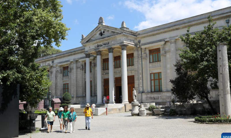 Visitors are seen outside the Istanbul Archaeological Museum in Istanbul, Türkiye, July 30, 2022. Istanbul Archaeological Museum is among the largest museums in the world with more than one million artifacts. Photo: Xinhua