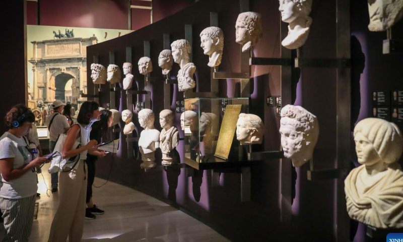 Visitors look at exhibits at the Istanbul Archaeological Museum in Istanbul, Türkiye, July 30, 2022. Istanbul Archaeological Museum is among the largest museums in the world with more than one million artifacts. Photo: Xinhua