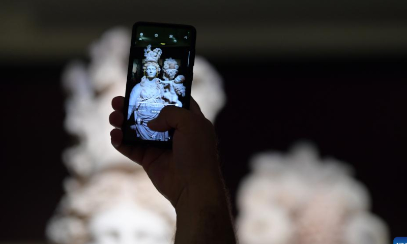 A visitor takes photo of an exhibit at the Istanbul Archaeological Museum in Istanbul, Türkiye, July 30, 2022. Istanbul Archaeological Museum is among the largest museums in the world with more than one million artifacts. Photo: Xinhua