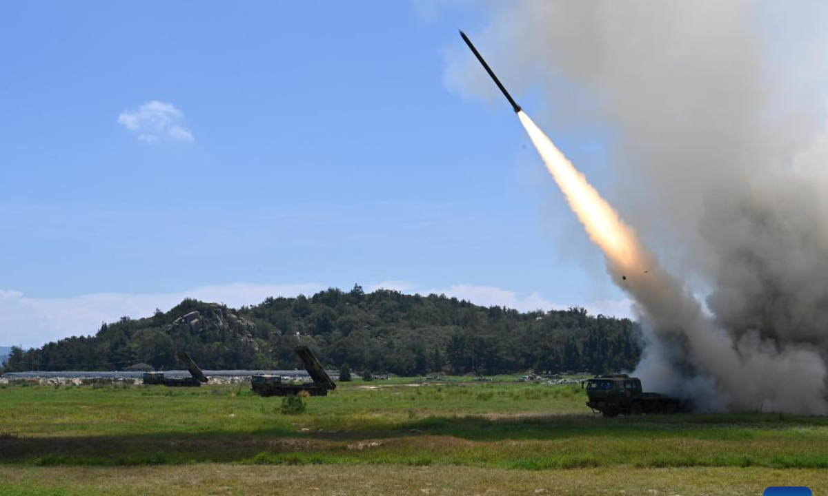 The army of the Eastern Theater Command of the Chinese People's Liberation Army (PLA) conducts long-range live-fire drills in the Taiwan Strait, Aug. 4, 2022. The Eastern Theater Command on Thursday conducted joint combat exercises and training around the Taiwan Island on an unprecedented scale. Photo:Xinhua