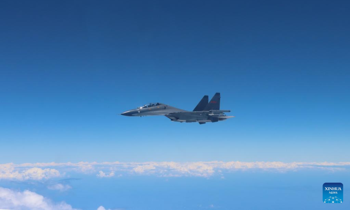 A warplane of the Eastern Theater Command of the Chinese People's Liberation Army (PLA) conducts operations around the Taiwan Island, Aug. 4, 2022. The Eastern Theater Command on Thursday conducted joint combat exercises and training around the Taiwan Island on an unprecedented scale. Photo:Xinhua