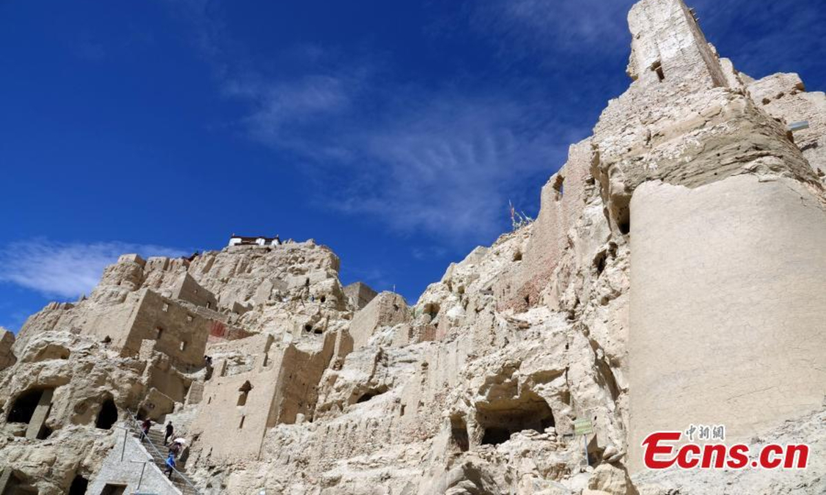 Aerial view shows the ruins of ancient capital of Guge kingdom in Zanda county of Ngari prefecture of southwest China's Tibet autonomous region, Aug 4, 2022. Photo:China News Service