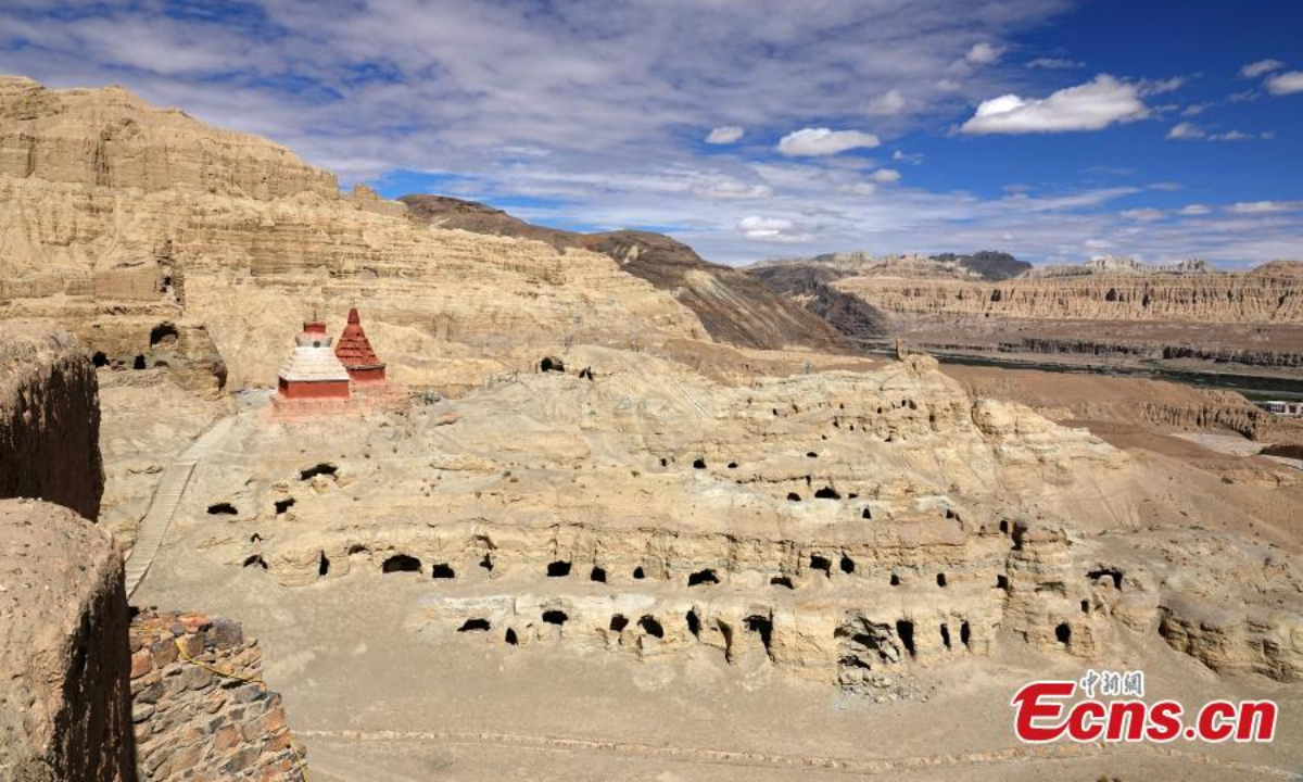 Aerial view shows the ruins of ancient capital of Guge kingdom in Zanda county of Ngari prefecture of southwest China's Tibet autonomous region, Aug 4, 2022. Photo:China News Service