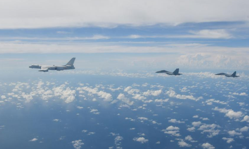 Warplanes of the Eastern Theater Command of the Chinese People's Liberation Army (PLA) conduct operations during joint combat training exercises around the Taiwan Island, Aug. 7, 2022. The Eastern Theater Command continued its joint combat training exercises as scheduled on Sunday in the waters and airspace around the Taiwan Island. Photo: Xinhua