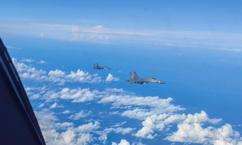 Warplanes of the Eastern Theater Command of the Chinese People's Liberation Army (PLA) conduct operations during joint combat training exercises around the Taiwan Island, Aug. 7, 2022. The Eastern Theater Command continued its joint combat training exercises as scheduled on Sunday in the waters and airspace around the Taiwan Island. Photo: Xinhua