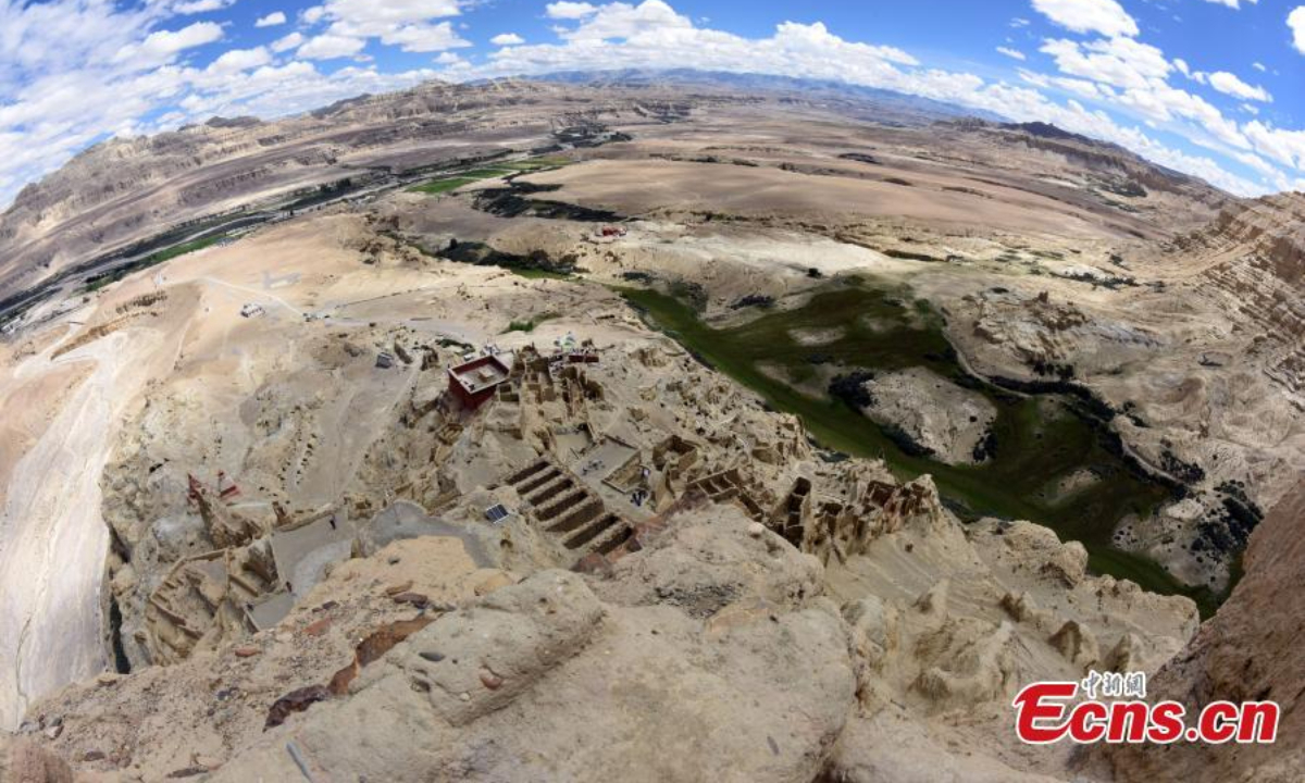 Aerial view shows the ruins of ancient capital of Guge kingdom in Zanda county of Ngari prefecture of southwest China's Tibet autonomous region, Aug 4, 2022. Photo:China News Service
