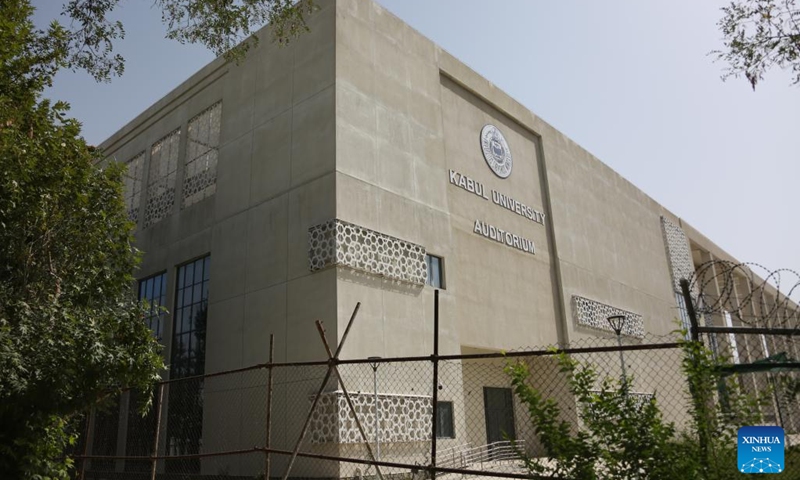 Photo taken on July 31, 2022 shows the China-funded teaching building and auditorium at Kabul University in Kabul, Afghanistan. A ceremony was held in Kabul, the capital of Afghanistan, on Sunday to inaugurate China-funded teaching building and auditorium at Kabul University. (Photo by Saifurahman Safi/Xinhua)