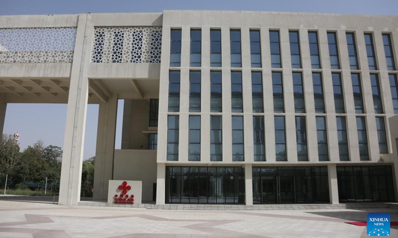 Photo taken on July 31, 2022 shows the China-funded teaching building and auditorium at Kabul University in Kabul, Afghanistan. A ceremony was held in Kabul, the capital of Afghanistan, on Sunday to inaugurate China-funded teaching building and auditorium at Kabul University. (Photo by Saifurahman Safi/Xinhua)