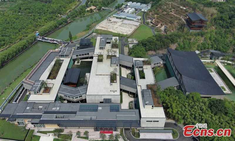 Aerial view shows the Hangzhou branch of the China's National Archives of Publications and Culture in Hangzhou, east China's Zhejiang Province, Aug. 1, 2022. (Photo: China News Service/Wang Gang)