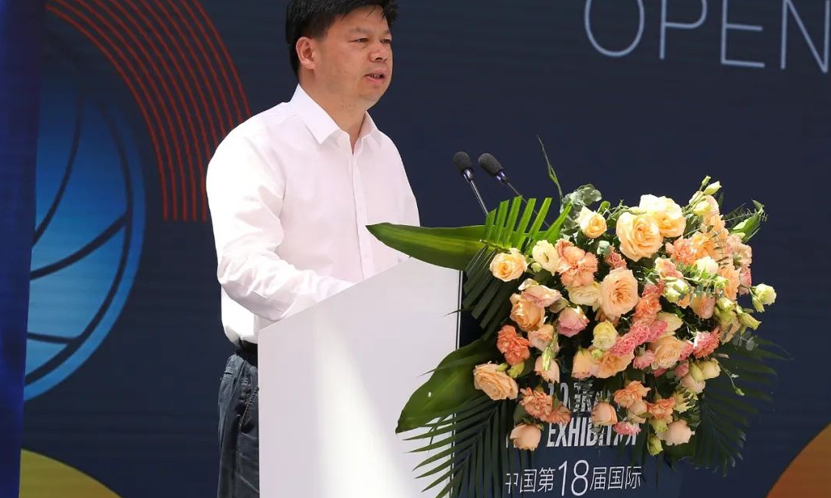 Li Qiufeng, publicity minister for the Wuxi government, at teh opening ceremony of the 18th China International Photographic Art Exhibition (CIPAE), which is kicked off in Wuxi, East China's Jiangsu Province, on August 3, 2022. Photo: Courtesy of Zhang Shuangshuang
