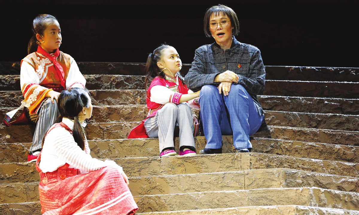 The cast of Chinese play <em>Teacher Guimei</em> perform at the Yunnan Drama Theater in June, 2021. Photo: IC