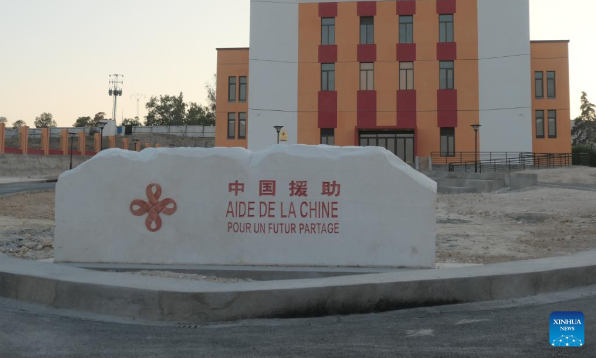 Photo taken on Aug 11, 2022 shows a building of the Ben Arous Sports and Cultural Center for Youth in Ben Arous province, Tunisia. The China-aided Ben Arous Sports and Cultural Center for Youth in northeastern Tunisia will be delivered to Tunisian authorities within a month, Tunisian Sports and Youth Minister Kamel Deguiche has said. Photo:Xinhua