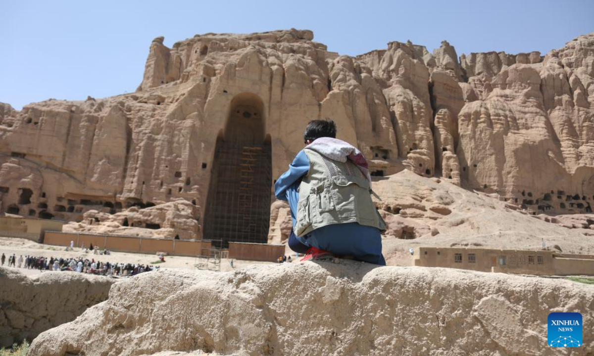 Photo taken on July 10, 2022 shows the site of a giant Buddha statue in Bamyan province, Afghanistan. Photo:Xinhua
