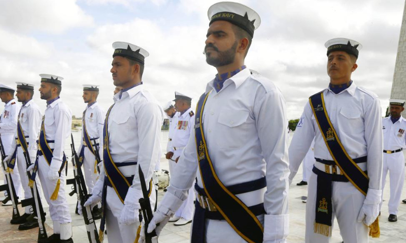 Pakistani soldiers attend a ceremony to mark the country's Independence Day in southern Pakistani port city of Karachi on Aug. 14, 2022. Photo: Xinhua