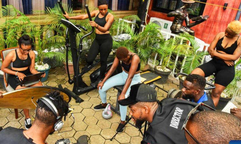 File photo taken on May 25, 2022 shows the scene of film shooting of Boss Daughters in the Southwest region, Cameroon.  Photo: Xinhua