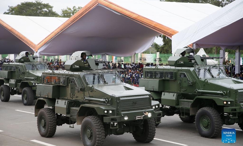 Soldiers attend a military parade marking the 62nd anniversary of Cote d'Ivoire's independence in Yamoussoukro, Cote d'Ivore, Aug. 7, 2022.((Photo: Xinhua)