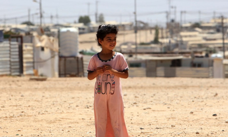 A Syrian refugee girl is seen at Zaatari refugee camps, Jordan, on Aug. 2, 2022. ((Photo: Xinhua)