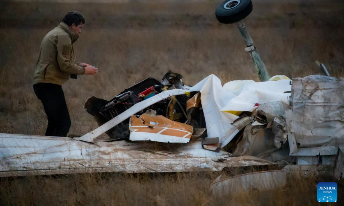 Investigators work at the site of the plane crash in Watsonville Municipal Airport of Watsonville, California, the United States, Aug 18, 2022. Photo:Xinhua