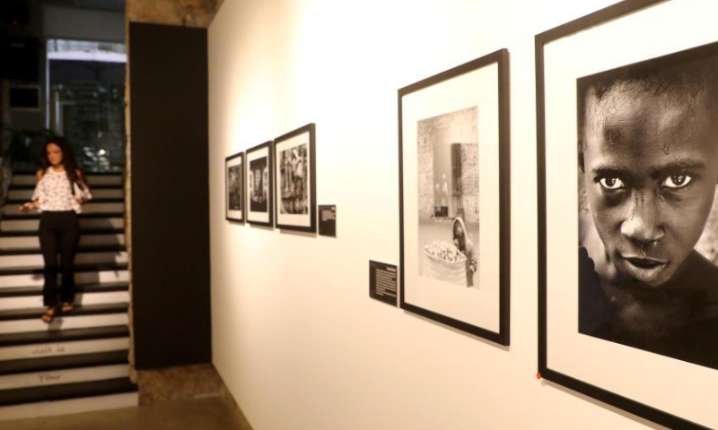 Pictures are displayed in the exhibition dubbed Up and Coming - Talented Photographers at the Art District House of Photography in eastern Beirut, Lebanon, Aug. 11, 2022.  Photo: Xinhua