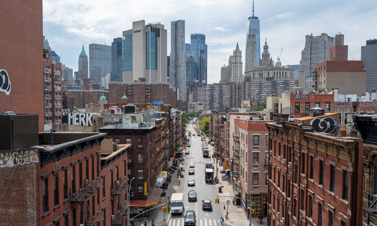 Residential apartment buildings are seen on July 26, 2022 in New York City. Photo: AFP