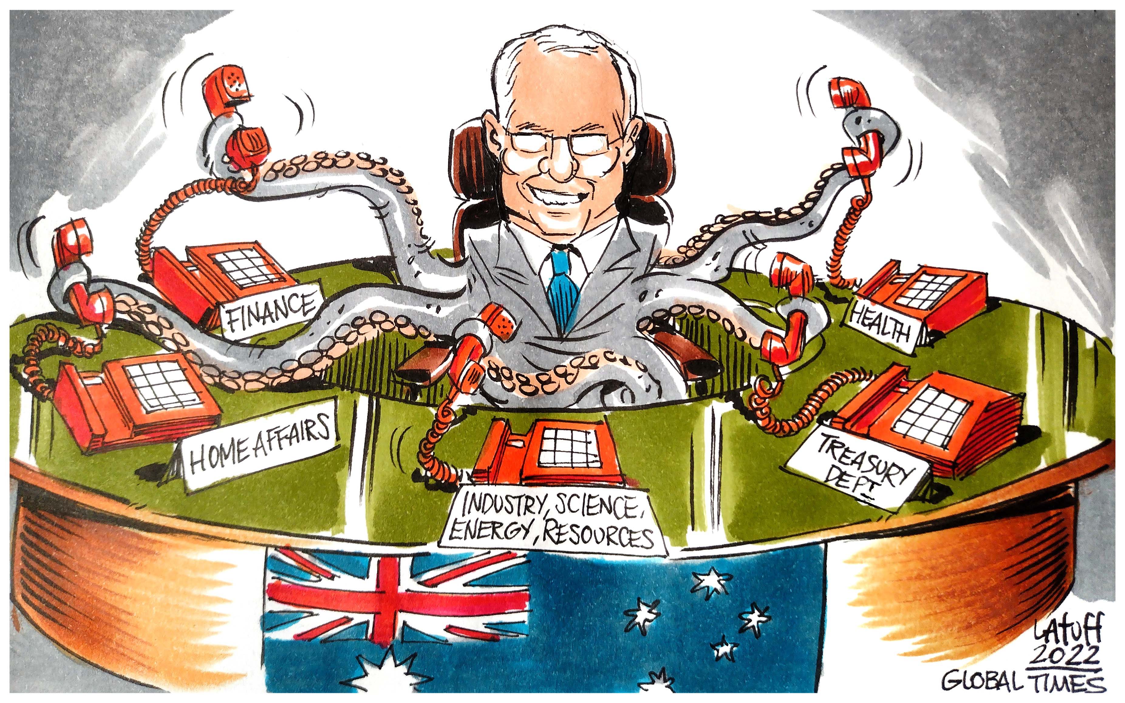 Scott Morrison - the Minister for Everything Cartoon: Carlos Latuff