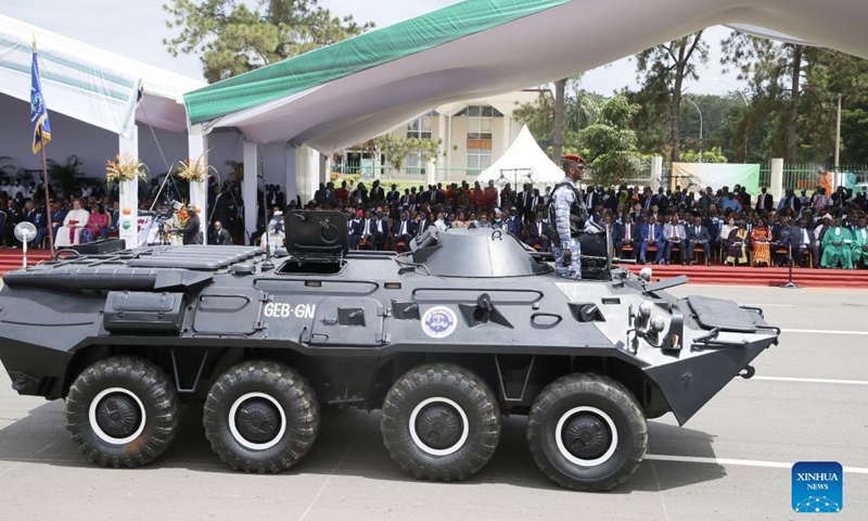 An armored vehicle is seen during a military parade marking the 62nd anniversary of Cote d'Ivoire's independence in Yamoussoukro, Cote d'Ivore, Aug. 7, 2022.((Photo: Xinhua)
