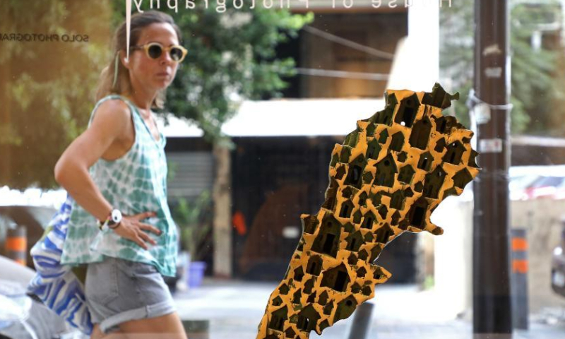 An exhibit is displayed in the exhibition dubbed Up and Coming - Talented Photographers at the Art District House of Photography in eastern Beirut, Lebanon, Aug. 11, 2022.  Photo: Xinhua