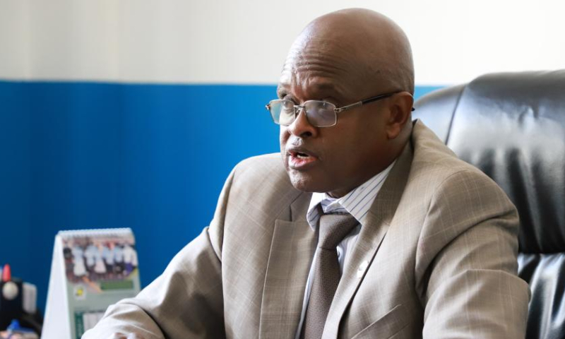 Emmanuel Tugaineyo, director of the Uganda-China Friendship Hospital, speaks during an interview with Xinhua in Kampala, Uganda, Aug. 10, 2022. Photo: Xinhua