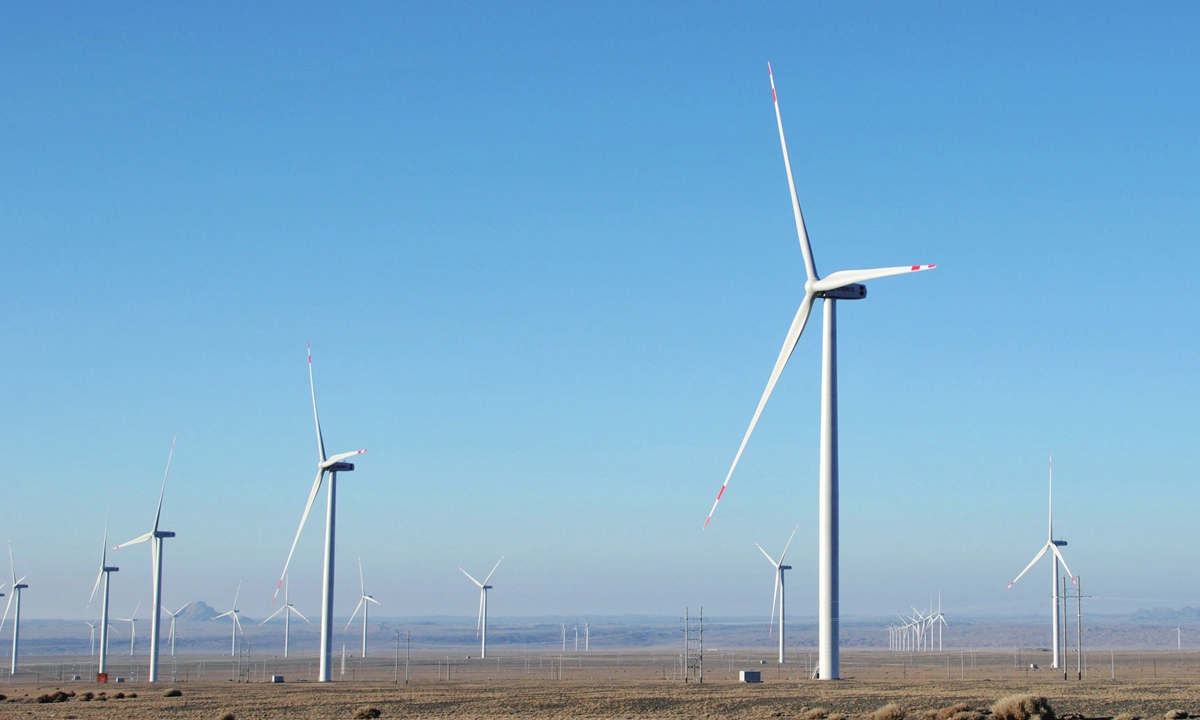 A view of wind turbines in Changji,  Northwest China's Xinjiang Uygur Autonomous Region Photo: VCG