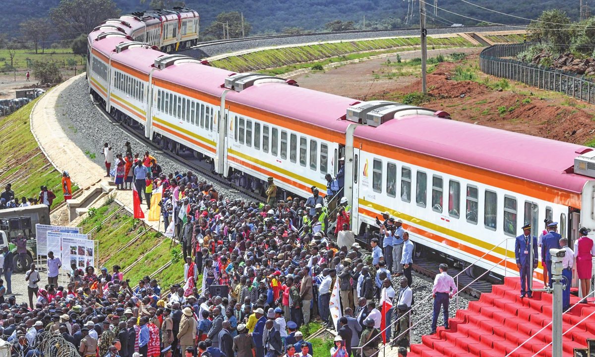 The first phase of the Nairobi-Malaba railway in Kenya built by a Chinese enterprise is officially opened to traffic on October 16, 2019. Photo: VCG