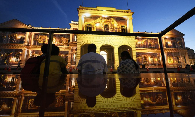 People view light installations during the media preview of the Singapore Night Festival in Singapore on Aug. 17, 2022.(Photo: Xinhua)