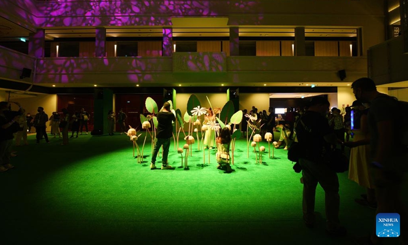 People view light installations during the media preview of the Singapore Night Festival in Singapore on Aug. 17, 2022.(Photo: Xinhua)